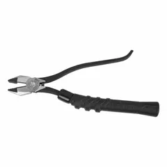 Standard ironworker's pliers with a square jaw profile. Overall length 10 3/8 in, jaw length 1 1/4 in, jaw width 1 1/8 in. Used for gripping, twisting, and cutting wire and rebar in construction and metalworking applications.