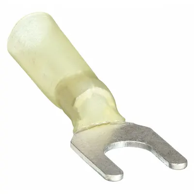 OEM Fork Terminals: Yellow, Heat Shrink, 1/4 in Stud Size, 12 AWG – 10 AWG Wire Range - Insulated Fork Terminals with Heat Shrink