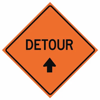 EASTERN METAL SIGNS AND SAFETY Roll Up Traffic Sign: 48 in x 48 in Nominal Sign Size, Polyester/PVC, 0.015 in - Detour Signs
