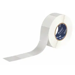 White matte vinyl wraparound label measuring 6 1/2 in x 2 in, designed for permanent identification of 2 AWG wires with 0.83 in diameter. Compatible with IP Series printers and requires R4300 ribbon for thermal transfer printing. Used for marking cables in industrial electrical panels, data centers, and manufacturing plants.
