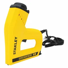 This corded staple gun is designed for use with 27/64 in wide staples and has a staple capacity of 84. It is suited for fastening tasks such as light trim work, upholstery, and general construction.
