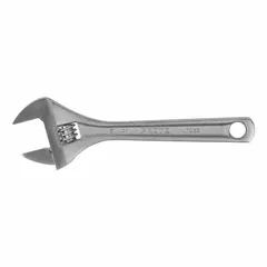 General purpose adjustable wrench with chrome finish. Overall length of 6 11/32 inches and jaw capacity of 1 1/32 inches. Suitable for tightening or loosening nuts and bolts in maintenance, repair, and assembly tasks.