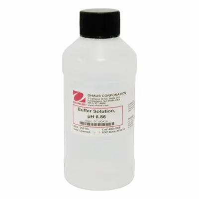 OHAUS pH Buffer: 250 mL Volume, Liquid, 1% Concentration, Plastic, Bottle - pH Buffers