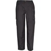 Women's tactical cargo pants in black, size XL, with a 42.5 in waist fit. Constructed from 100% cotton canvas material. Suitable for security, law enforcement, and outdoor work applications requiring durable, functional clothing
