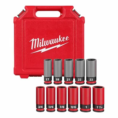 MILWAUKEE Lug Nut Wheel Socket Set: 1/2 in Drive Size, Small Set (0-50 pieces) Set Size - Non-Marring Impact Socket Sets