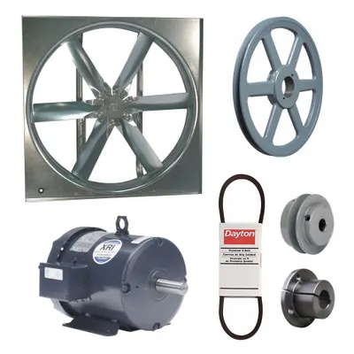 Dayton Supply Fan w/Drive Package: Belt Drive, 48 in Blade, Totally Enclosed, 31,442 cfm - Belt-Drive Panel Supply Fans with Drive Package