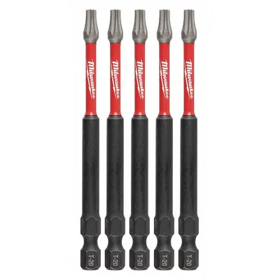 MILWAUKEE Driver Bit: Power Bit, T20 Bit Size, Imperial, Torx Head, T20 Bit Industry Size - Impact Torx Bits