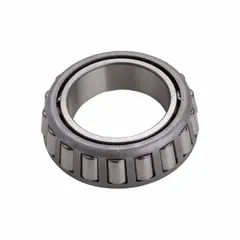 Inch-system tapered roller bearing cone with a 3 11/16 in tapered bore, 5.59 in outer diameter, and 1.14 in cone width. Constructed with a carbon steel ring and chrome steel cage. Designed for use with compatible cup 42586 in applications supporting combined radial and axial loads.