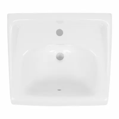 SLOAN Bathroom Sink: SS-3103, White, Ceramic, 20 3/4 in Overall Lg, 18 1/4 in Overall Wd - One-Station Wall-Mounted Bathroom Sinks without Faucets