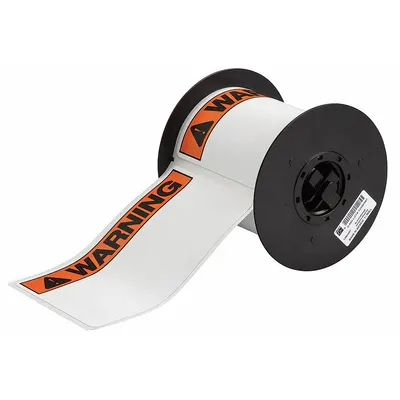 BRADY Pre-Cut Label Stock Roll: Warning, Warning Header, 4 in x 6 1/4 in, 4 in x 4 in - Brady Warning Precut Label Rolls