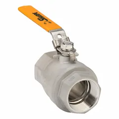 This SHARPE ball valve features a 316 stainless steel straight body with FNPT x FNPT connections and a locking lever handle. It uses RPTFE seals for reliable shutoff. Suitable for manual on/off flow control in industrial piping systems requiring corrosion resistance.