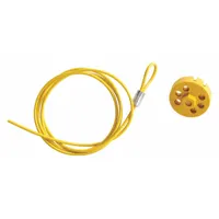 BRADY Cable Lockout: Twist Lock, Includes Cable, Steel, 4.9 ft Cable Lg, Yellow, Cable Included (MPN 122254)