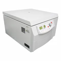 This OHAUS centrifuge is a non-refrigerated benchtop unit with a 4 x 750 mL capacity and angled rotor. It features a digital display, variable speed control, and programmable operation. Designed for universal use in laboratory separation applications, it operates on 120 V.