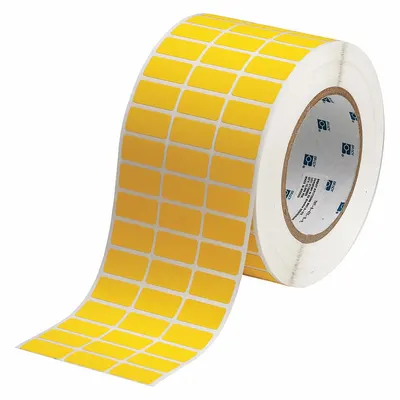BRADY Wraparound Label: 1/2 in x 1 in, Polyimide, Black on Yellow - Brady Precut Label Rolls
