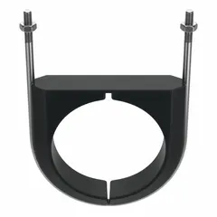 Plain-type vibration dampening U-bolt for 8-inch pipe. Thread size 5/8"-11, inside height 9 53/64 in. Used to secure piping while reducing vibration transmission in industrial systems.