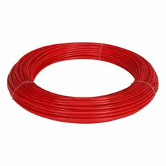 PEX Type B tubing for general plumbing applications, including hot and cold water supply lines, radiant heating systems, and hydronic piping. 1/2 in diameter, red color, supplied in a 500 ft coil. Suitable for residential and commercial installations.