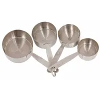 CRESTWARE Measuring Cup Set: Dry, 0.25 C Capacity, Stainless Steel, 4 Pieces, Gray, NSF Certified (MPN MEACP)