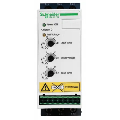 SCHNEIDER Soft Start: 460-480V AC, 12 A Output Current, With Bypass, IP20/NEMA 1 - Schneider Altistart ATS 01