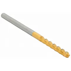 This general purpose carbide ball end mill features a titanium nitride (TiN) coating for reduced friction and heat generation. With 4 flutes and a 3/16" mill diameter, it is suited for contouring, slotting, and profiling operations in metalworking. The ball nose design enables smooth curved surface machining on steels and alloys.
