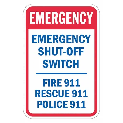 LYLE T1-1809-DG_12x18 Emergency Shut-Off Switch Sign - Emergency: Emergency Shut-Off Switch, Fire 911, Rescue 911, Police 911 Signs