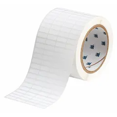 White matte-finish cryogenic thermal transfer precut label roll with 1/4 in label height and 3/4 in label width. Designed for use with i7100 printer series. Suitable for labeling in extreme cold environments such as liquid nitrogen storage and industrial freezers.