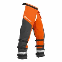 HUSQVARNA Chainsaw Chaps: 1000 Denier Polyester with PVC Coating, 32 in Overall Lg, Orange/Black (MPN 587160705)