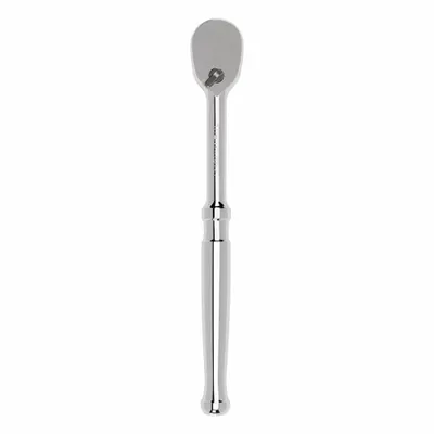 TEKTON Hand Ratchet: Pear, Reversible, 8 in Overall Lg, Polished, 4° Min Arc Swing - Standard-Head Ratchets