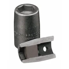 SAE power socket with 1/4 in drive and 3/8 in socket size. 6-point standard design with black oxide finish. Magnetic feature holds fasteners for assembly and maintenance tasks.