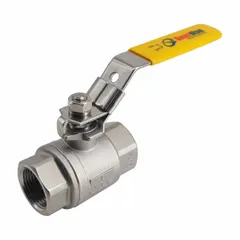 This 3-inch, 316 stainless steel ball valve features a straight, two-piece valve body and a locking lever handle for secure on/off flow control. Suitable for industrial piping systems requiring corrosion resistance and positive shut-off.