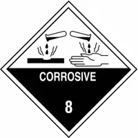 TAPECASE DOT Container Label: Corrosive, 4 in x 4 in, 4 in Label Ht, 4 in Label Wd, Paper, 500 PK