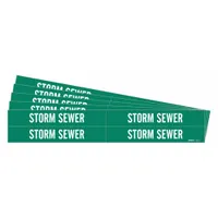 Pipe Marker: Storm Sewer, Green, White, Fits 3/4 to 2 3/8 in Pipe O.D., 4 Pipe Markers, 5 PK (MPN 7274-4-PK)