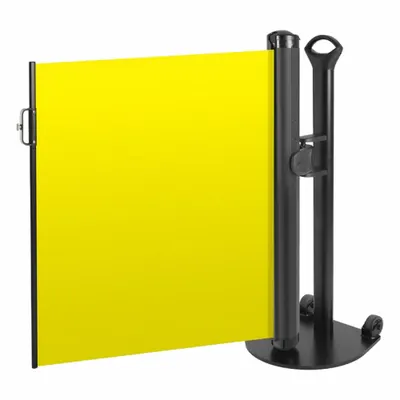 MODUS Single Mobile Stand: 38 in Post Ht, 11 1/2 ft Belt Lg, Yellow, 1 No. of Posts - Retractable Belt Barrier Systems
