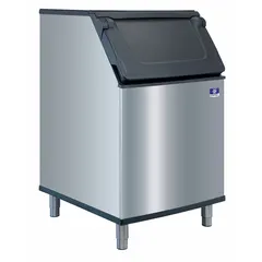The MANITOWOC D400 ice bin stores up to 365 lb of ice. It features a flip-up lid and is constructed of stainless steel with an unfinished exterior. Dimensions are 38 in height, 30 in width, and 34 in depth. This bin is designed for integration with commercial ice machines in foodservice environments.