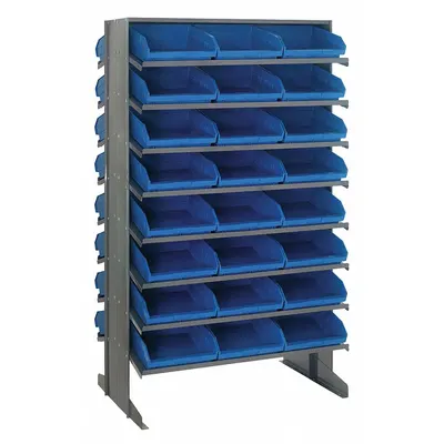 QUANTUM STORAGE SYSTEMS Pick Rack: 36 in x 24 in x 64 in, 2 Usable Sides, 16 Shelves, 48 Bins - Metal Stationary Pick Racks with Open-Front Bins