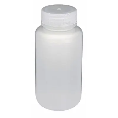 GLOBE SCIENTIFIC Sampling Bottle: Polypropylene, 250 mL, 8.45 fl oz, Closure Included - Polypropylene Wide Mouth Round Lab Bottles