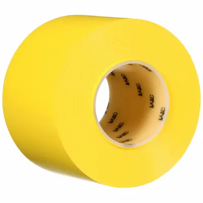 3M Floor Marking Tape: Liner-Less Tape, Solid, Yellow, 4 in x 108 ft, 33 mil Tape Thick - Extra-Durable Floor Marking Tape