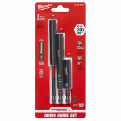 Impact-rated bit holder with integrated screw guide for use with impact drivers. Magnetic tip holds screws securely for one-handed driving. Compatible with 1/4 in hex shank bits. Suitable for drywall, decking, and general construction fastening applications.