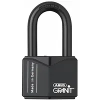 ABUS Padlock: Steel, Unfinished, Black, Long Shackle, Steel, 2 in Vert Clearance, GRANIT (MPN 37HB/55 MK KD)