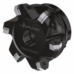 Indexable face mill with 63 mm cutter diameter and B22 arbor bore, designed for high-feed roughing and finishing of steel, stainless steel, and cast iron. Accommodates five inserts for face and 90-degree shoulder milling operations, with a maximum depth of cut of 6 mm per insert. Suitable for general machining and die/mold applications.