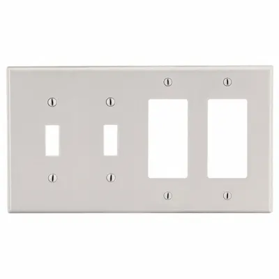HUBBELL Wall Plate: Combo, 4 Gang, Almond - Combination Wall Plates