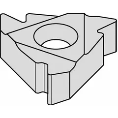 Indexable carbide insert for internal and external thread turning operations. Suitable for cutting threads on ferrous and non-ferrous materials in general machining applications.
