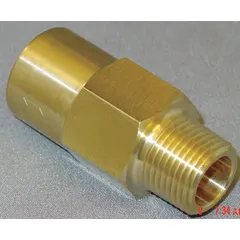 This brass inline piston check valve features a piston spring design for reliable sealing and prevention of backflow in piping systems. With a 3/8 in pipe size and MNPT x FNPT connections, it is suited for use in water, air, and light oil applications.