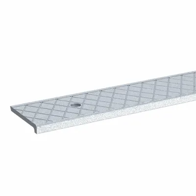 WOOSTER Stair Nosing: Cross-Hatch, Aluminum, Fastener-Installed, 48 in Wd, 3 in Dp - Cross-Hatch Stair Nosings