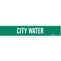 Pipe Marker: City Water, Green, White, Fits 2 1/2 to 7 7/8 in Pipe O.D., 1 Pipe Markers (MPN 7054-1)