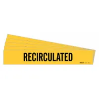 Pipe Marker: Recirculated, Yellow, Black, Fits 2 1/2 to 7 7/8 in Pipe O.D., 1 Pipe Markers, 5 PK (MPN 7232-1-PK)