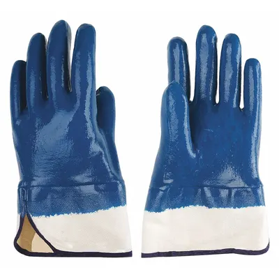CONDOR Coated Gloves: L ( 9), Smooth, Nitrile, Full, Dipped, ANSI Abrasion Level 3 - Knit Gloves with Nitrile Coating