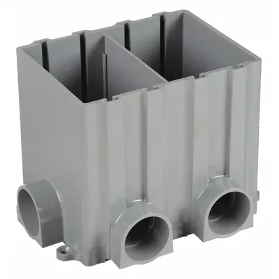 HUBBELL WIRING DEVICE-KELLEMS Floor Box: Rectangular, (6) 1 in For Conduit Sizes, Box Only - PVC Electrical Floor Boxes