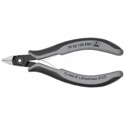 KNIPEX Diagonal Cutting Plier: ESD-Safe, Std, Pointed, 5 in Overall Lg, 1/2 in Jaw Lg - ESD-Safe Standard-Cut Pliers