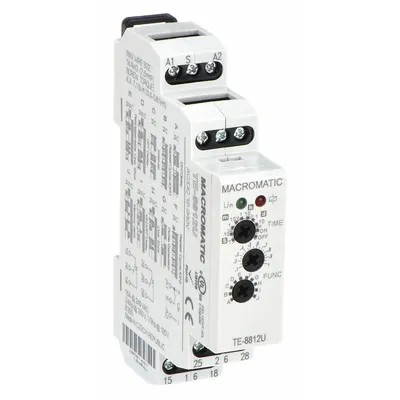 MACROMATIC Multi-Function Time Delay Relay: DIN-Rail Mounted, 12 to 240V AC/DC - DIN-Rail Mounted Relays