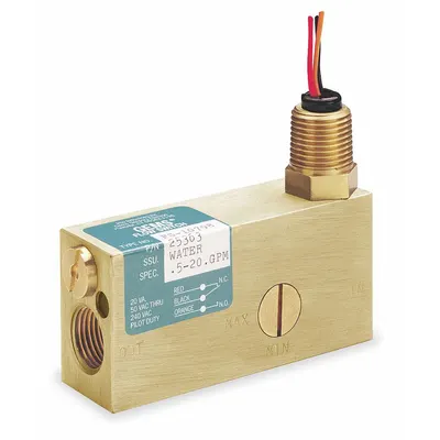 GEMS SENSORS Air Flow Switch: Piston, 316 Stainless Steel, 1/2 in FNPT, 1/2 in Connection Size - Adjustable Set Point Flow Switches